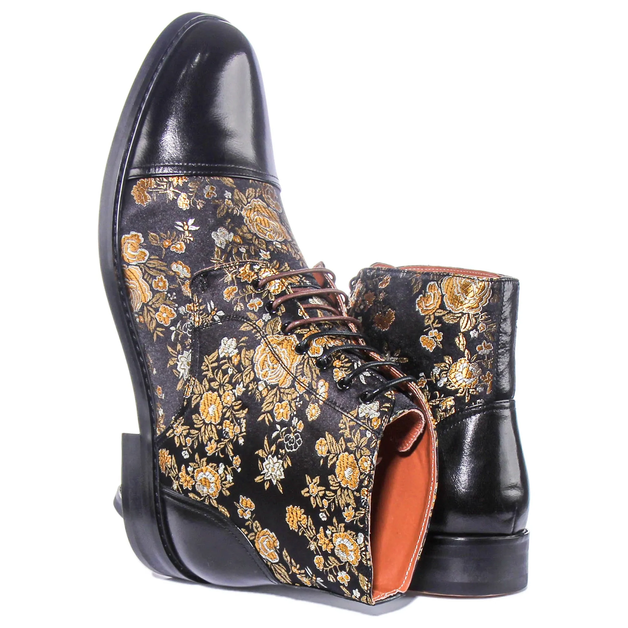 Adam Floral Ankle Boots in Black - Image 3
