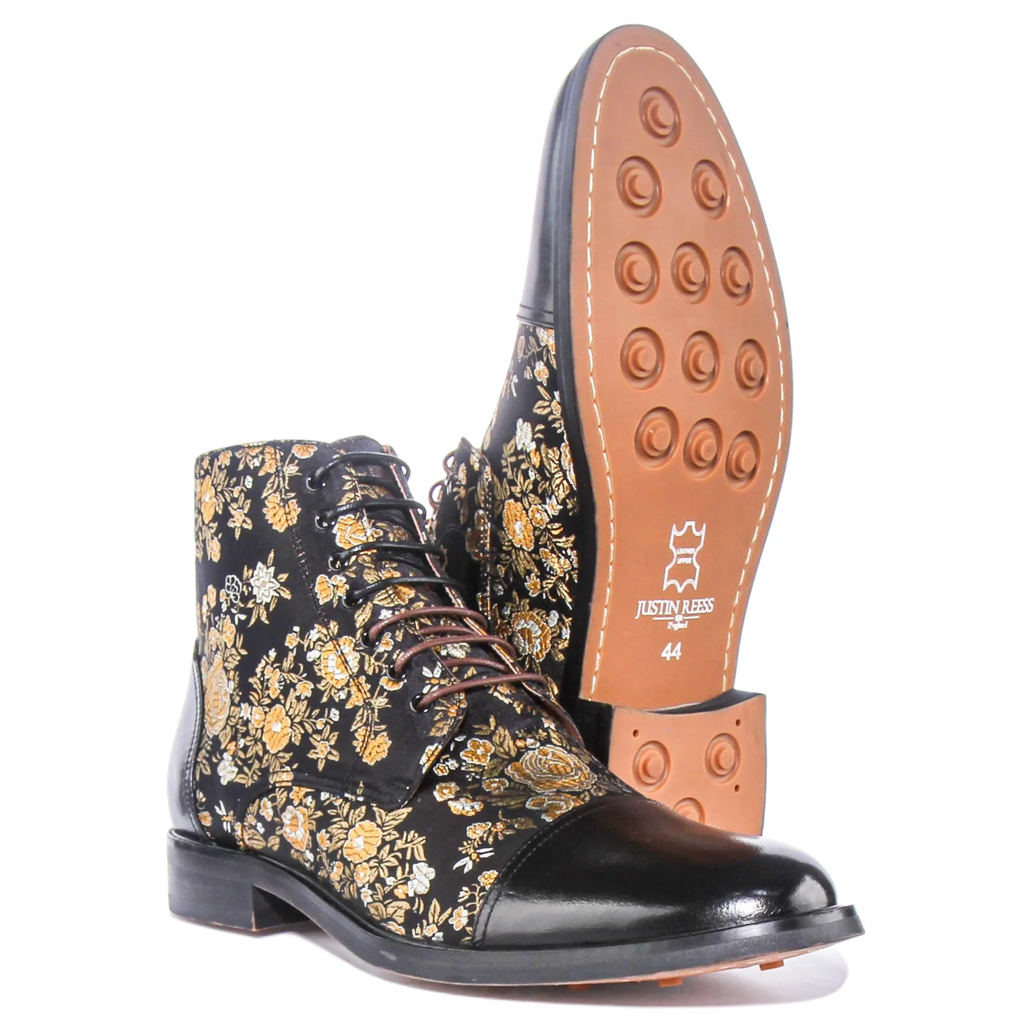 Adam Floral Ankle Boots in Black - Image 4