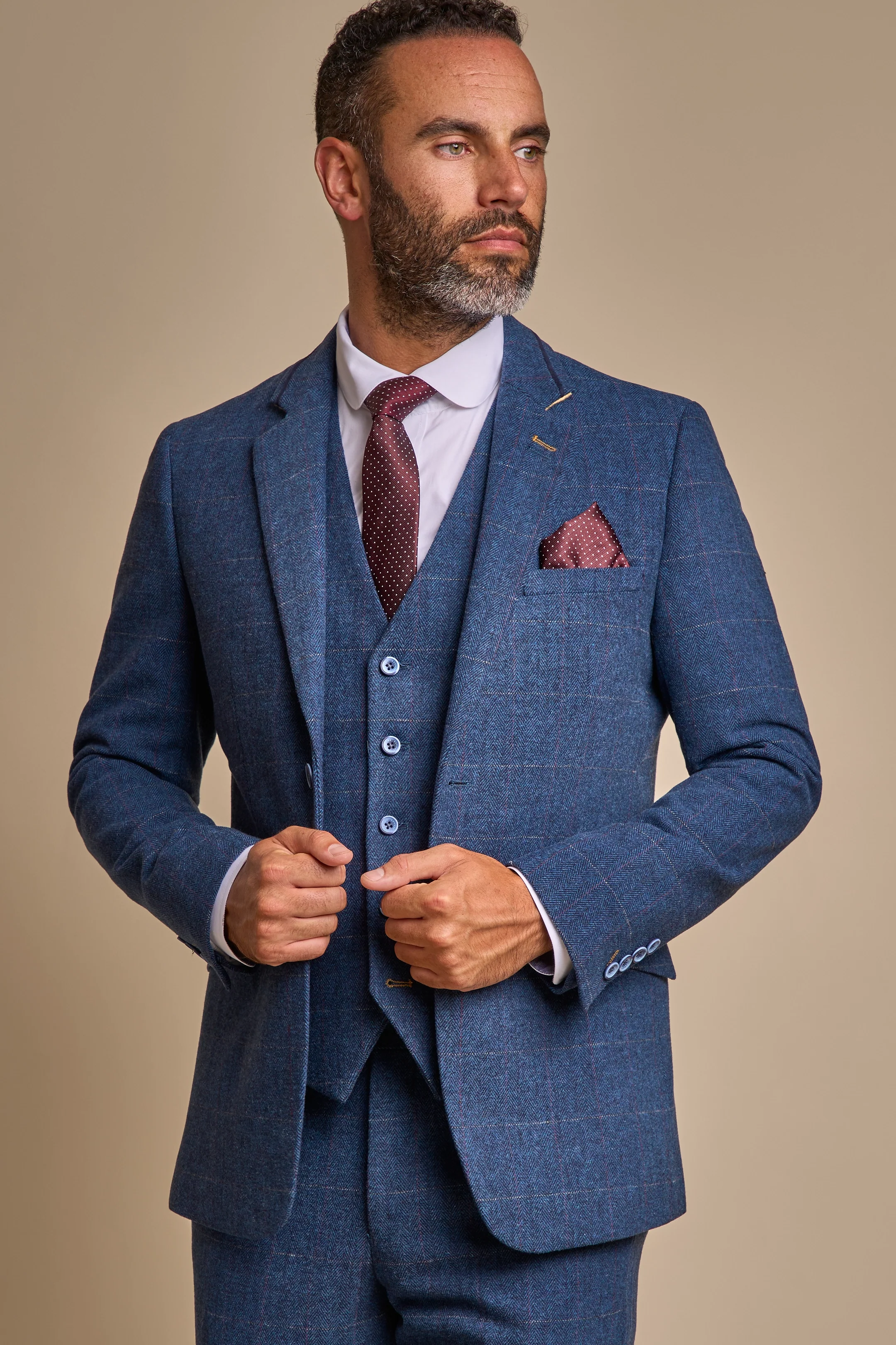 Carnegi Navy Tweed Three Piece Suit - Image 4