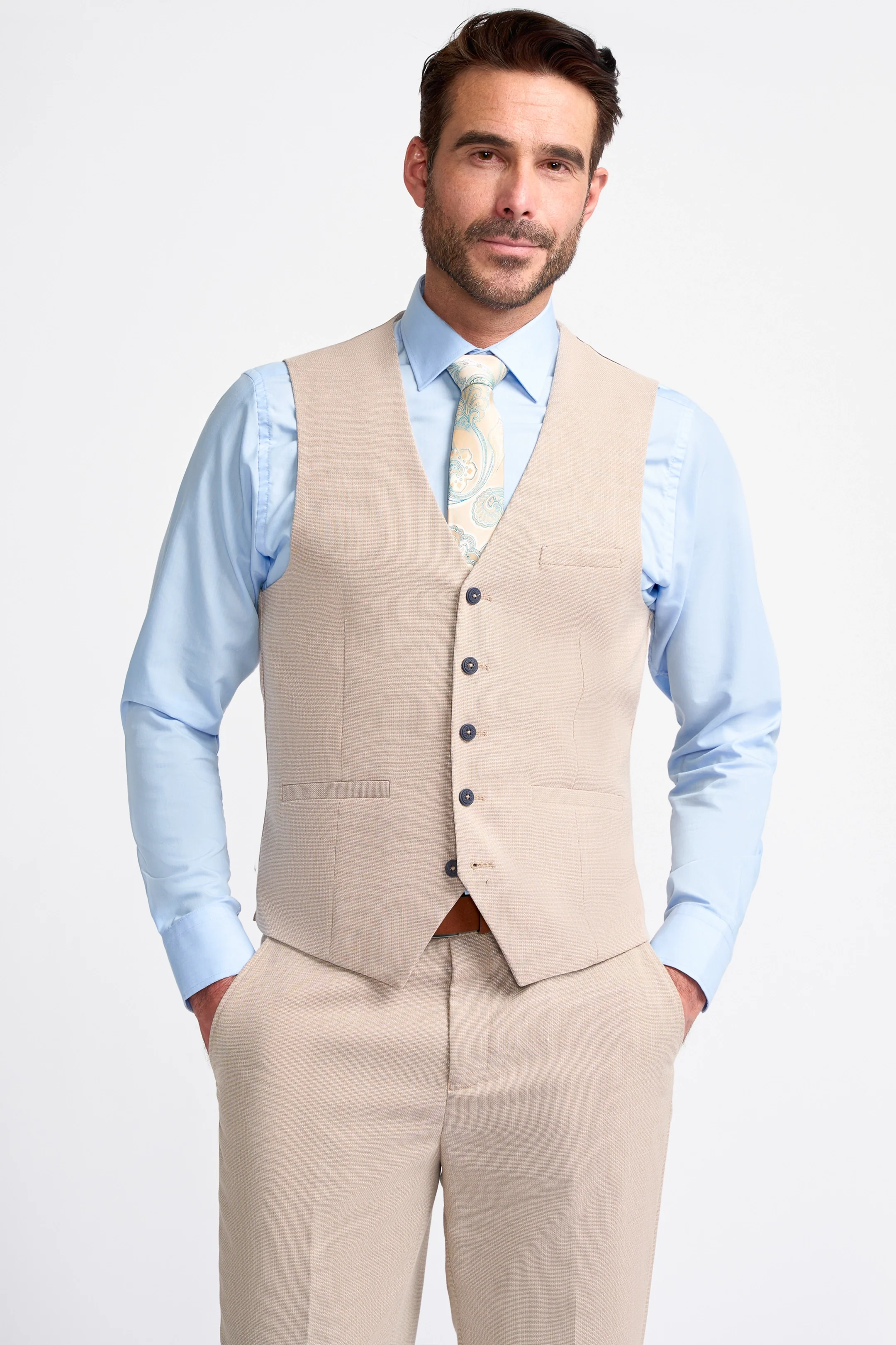 Miami Beige Three Piece Suit - Image 4