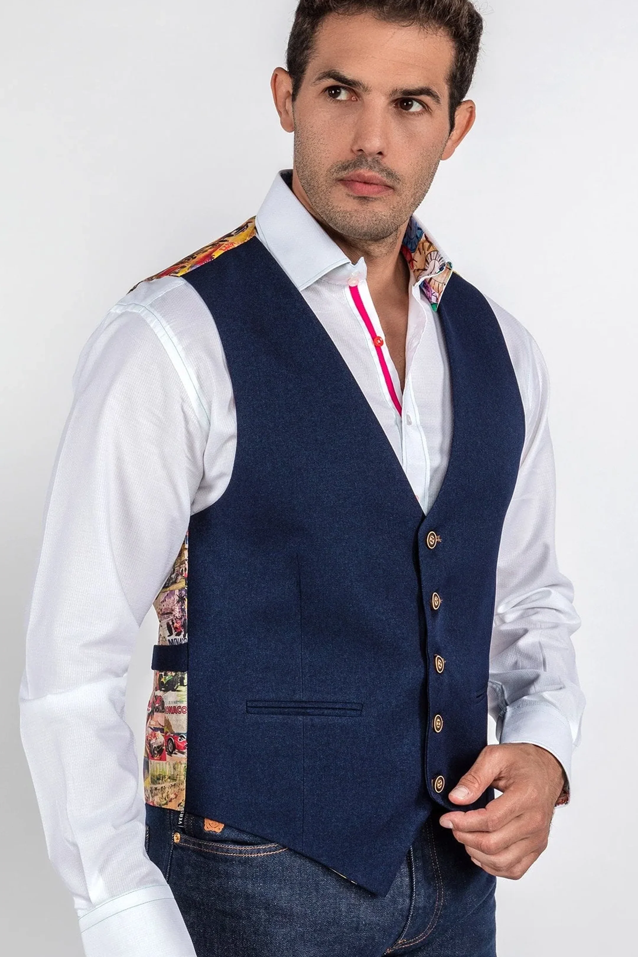 Claudio Lugli Navy Jacket with Waistcoat - Image 4