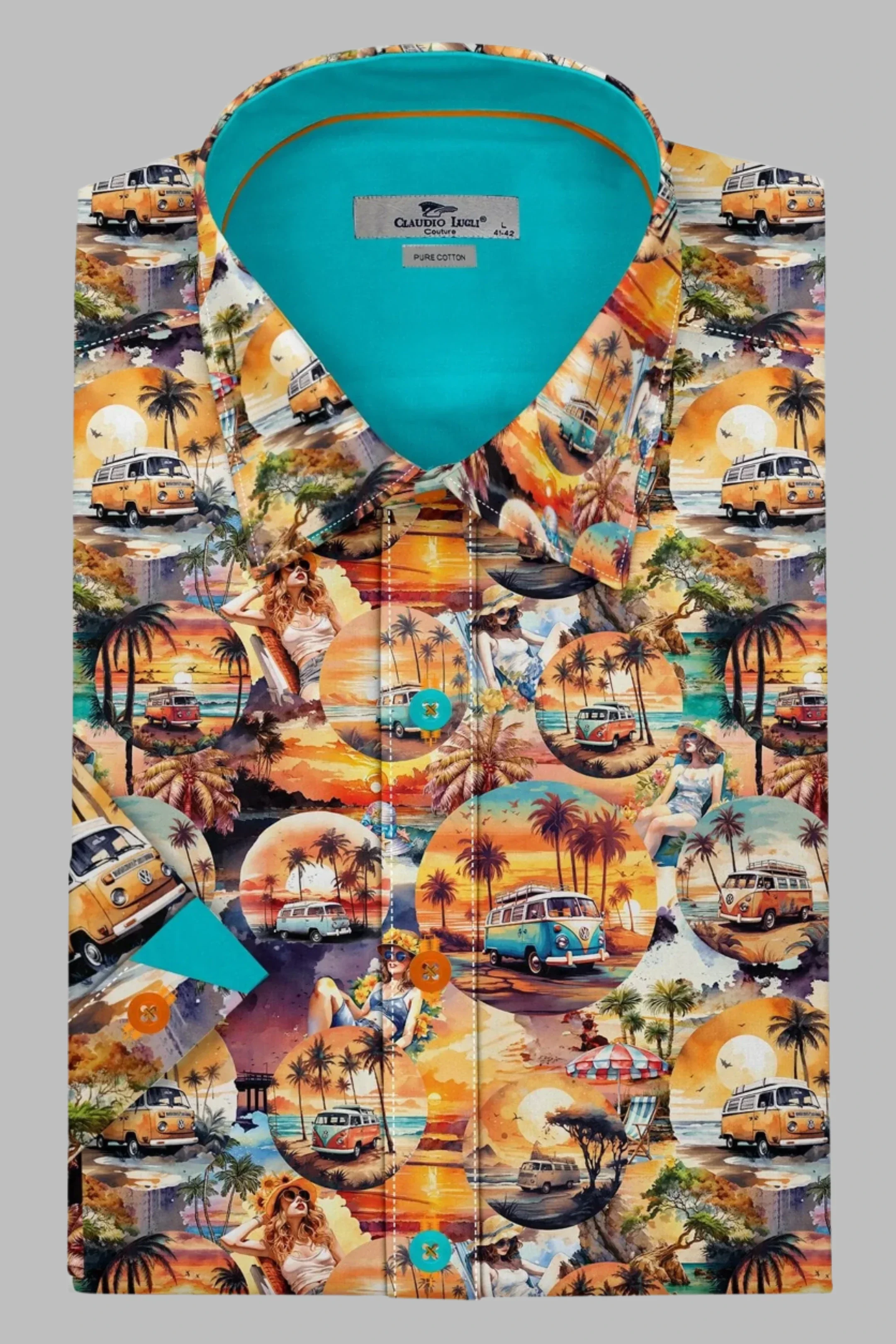Claudio Lugli Short Sleeve Sunset Camper Print Shirt - Image 4