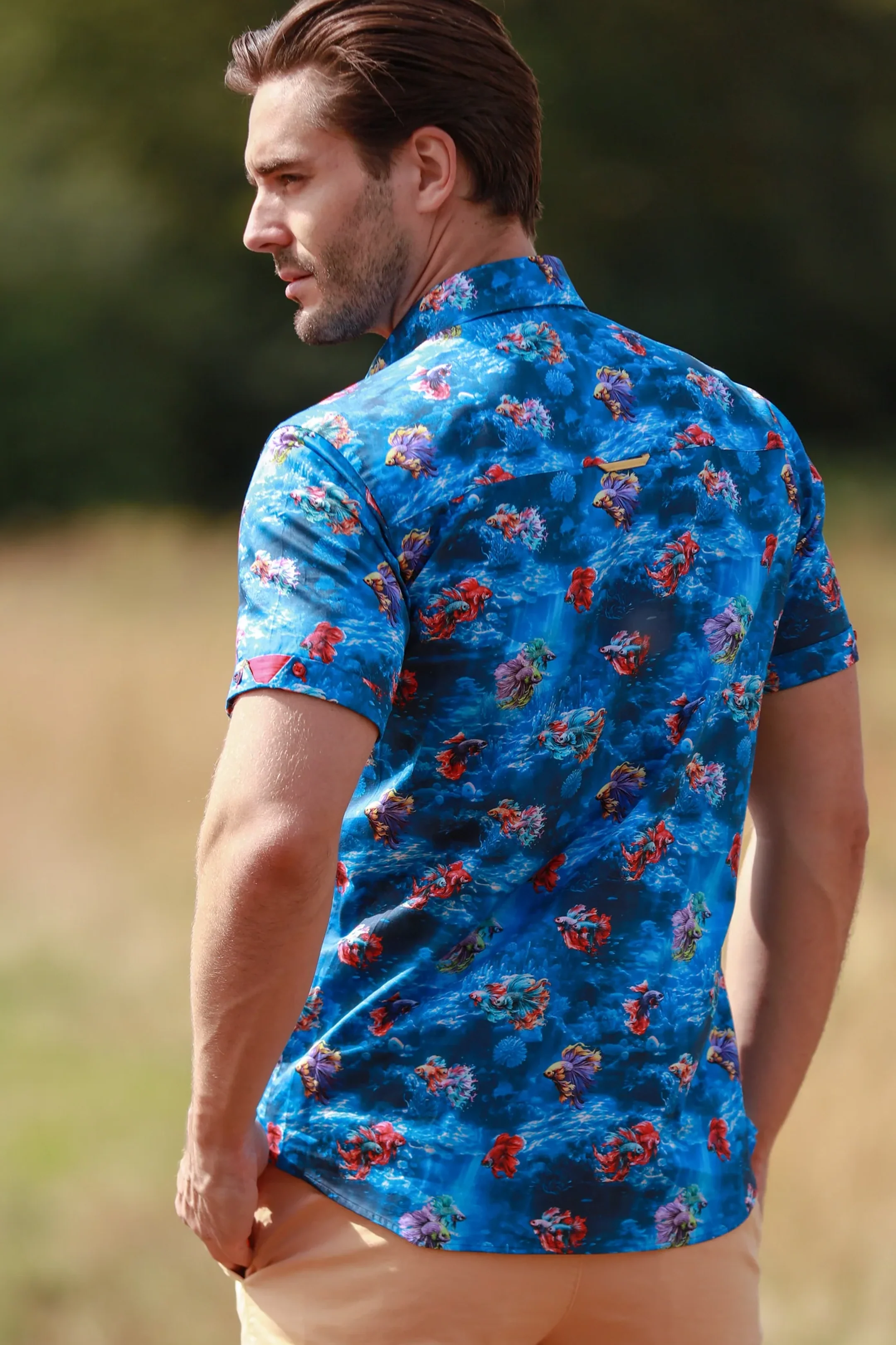 Claudio Lugli Navy Betta Fish Short Sleeve Shirt - Image 3