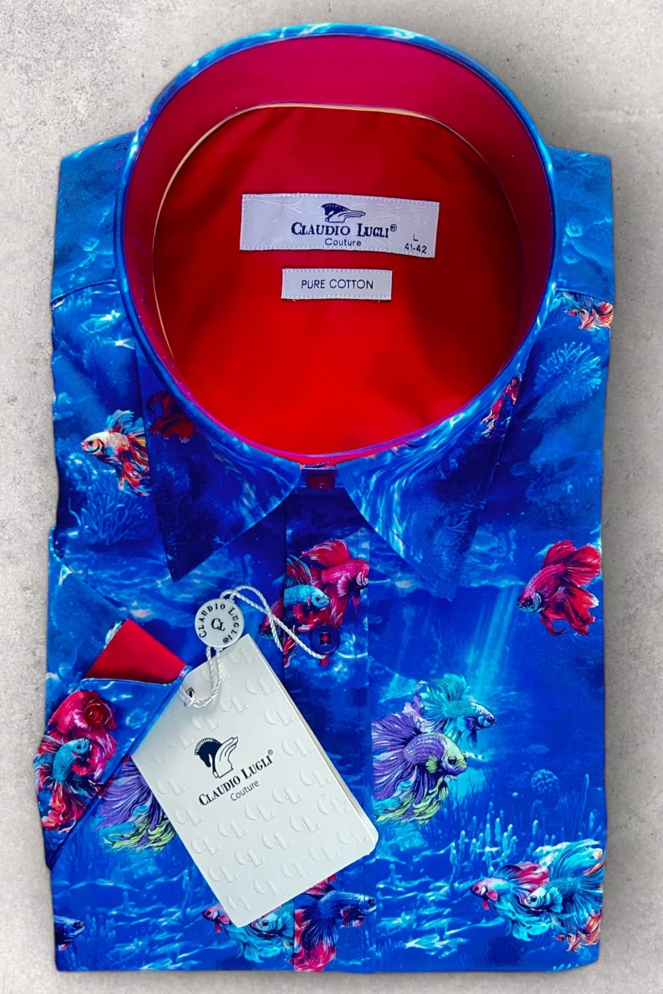 Claudio Lugli Navy Betta Fish Short Sleeve Shirt - Image 5
