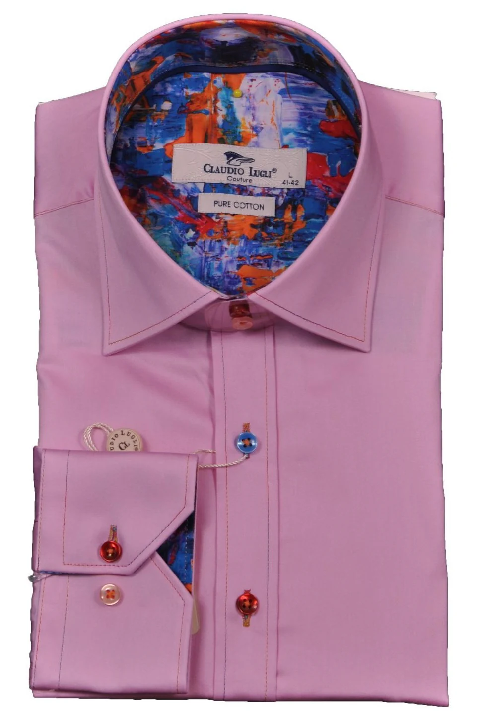 Claudio Lugli Plain Watercolour Trim Shirt - Image 3