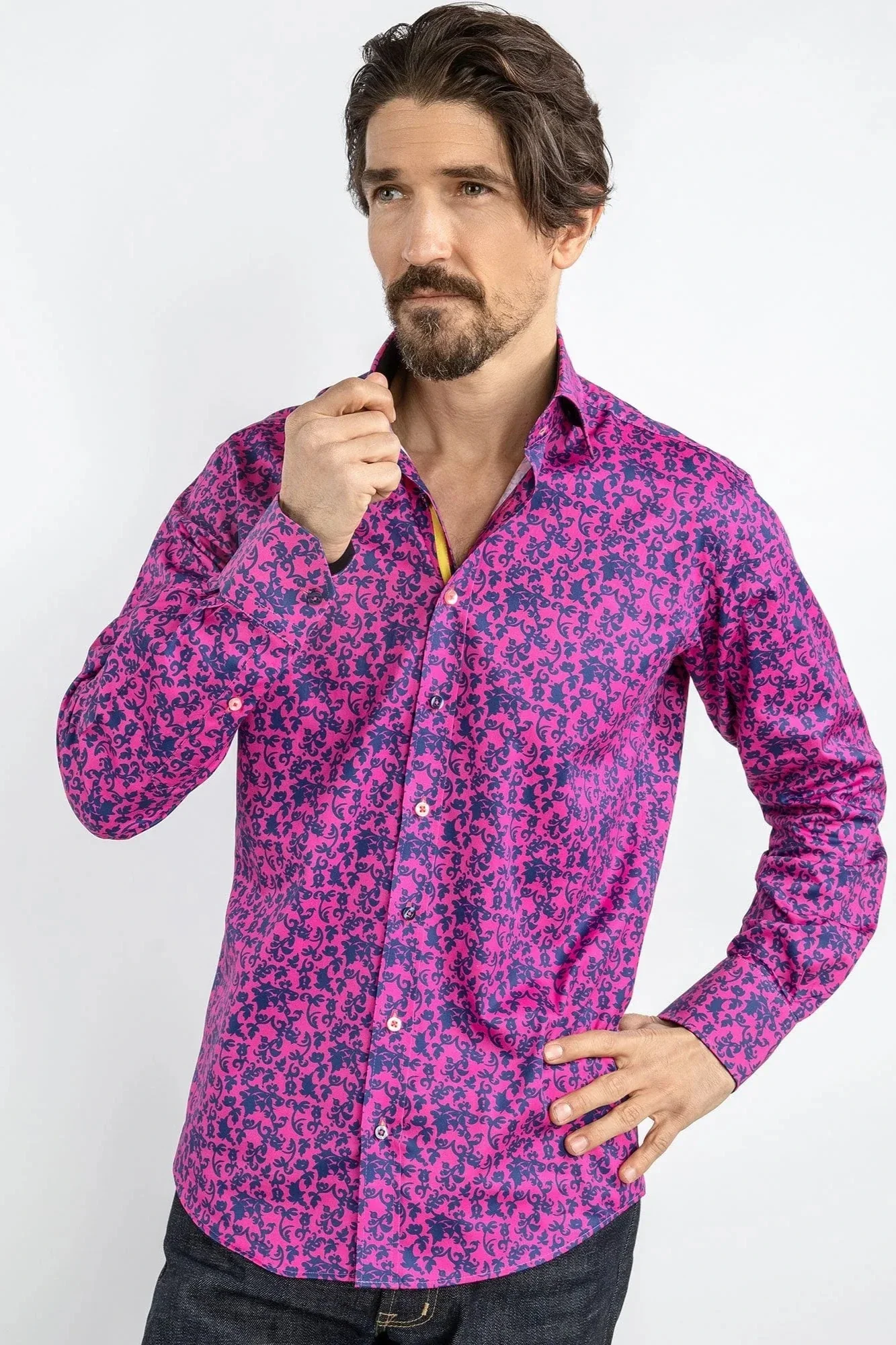 Claudio Lugli Fuchsia Floral Silhoutte Shirt - Image 3