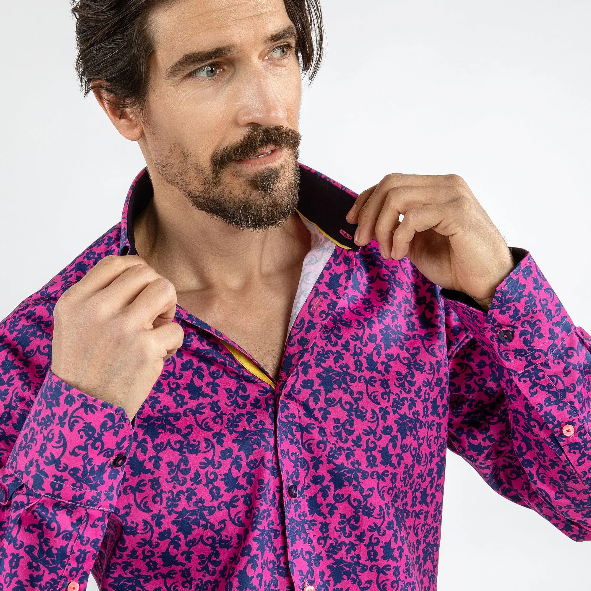 Claudio Lugli Fuchsia Floral Silhoutte Shirt - Image 4