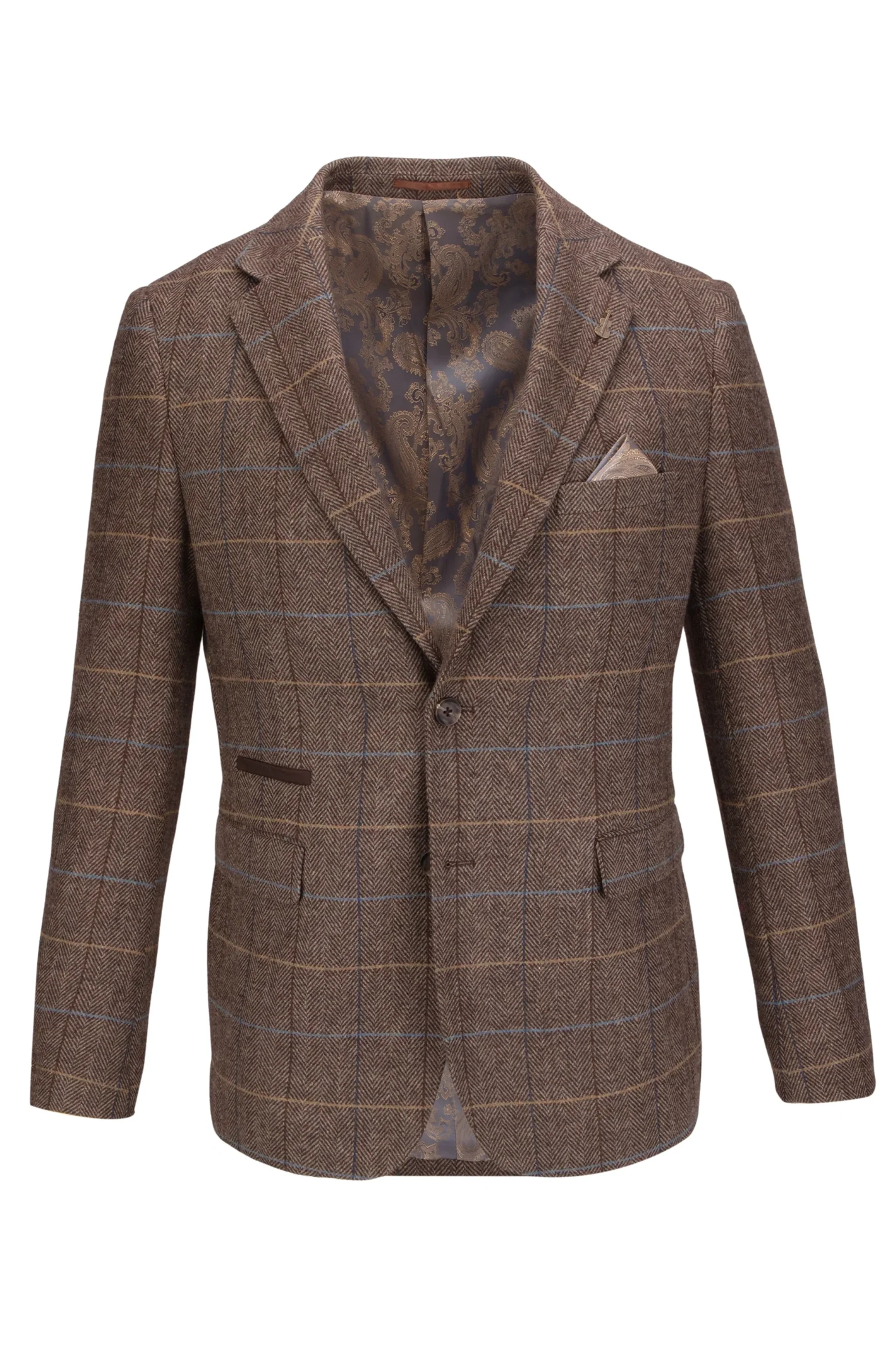 Brown Checked Herringbone 3 Piece Suit - Image 3