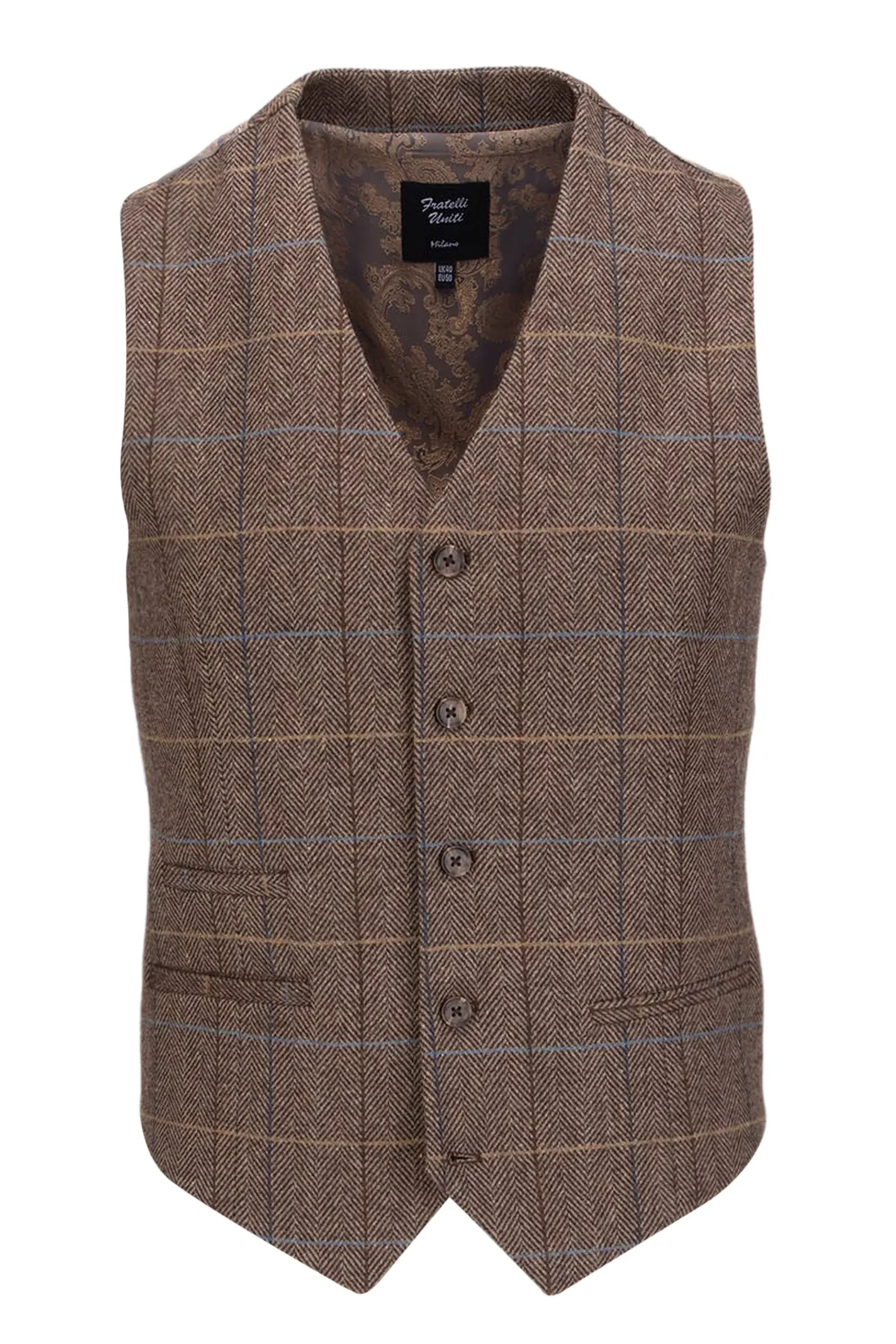 Brown Checked Herringbone 3 Piece Suit - Image 4