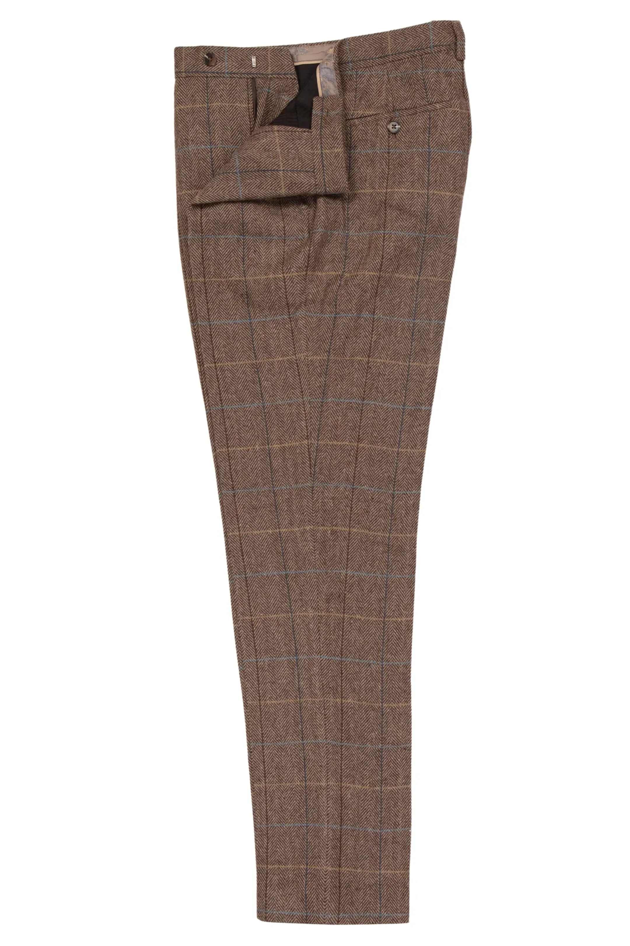 Brown Checked Herringbone 3 Piece Suit - Image 5