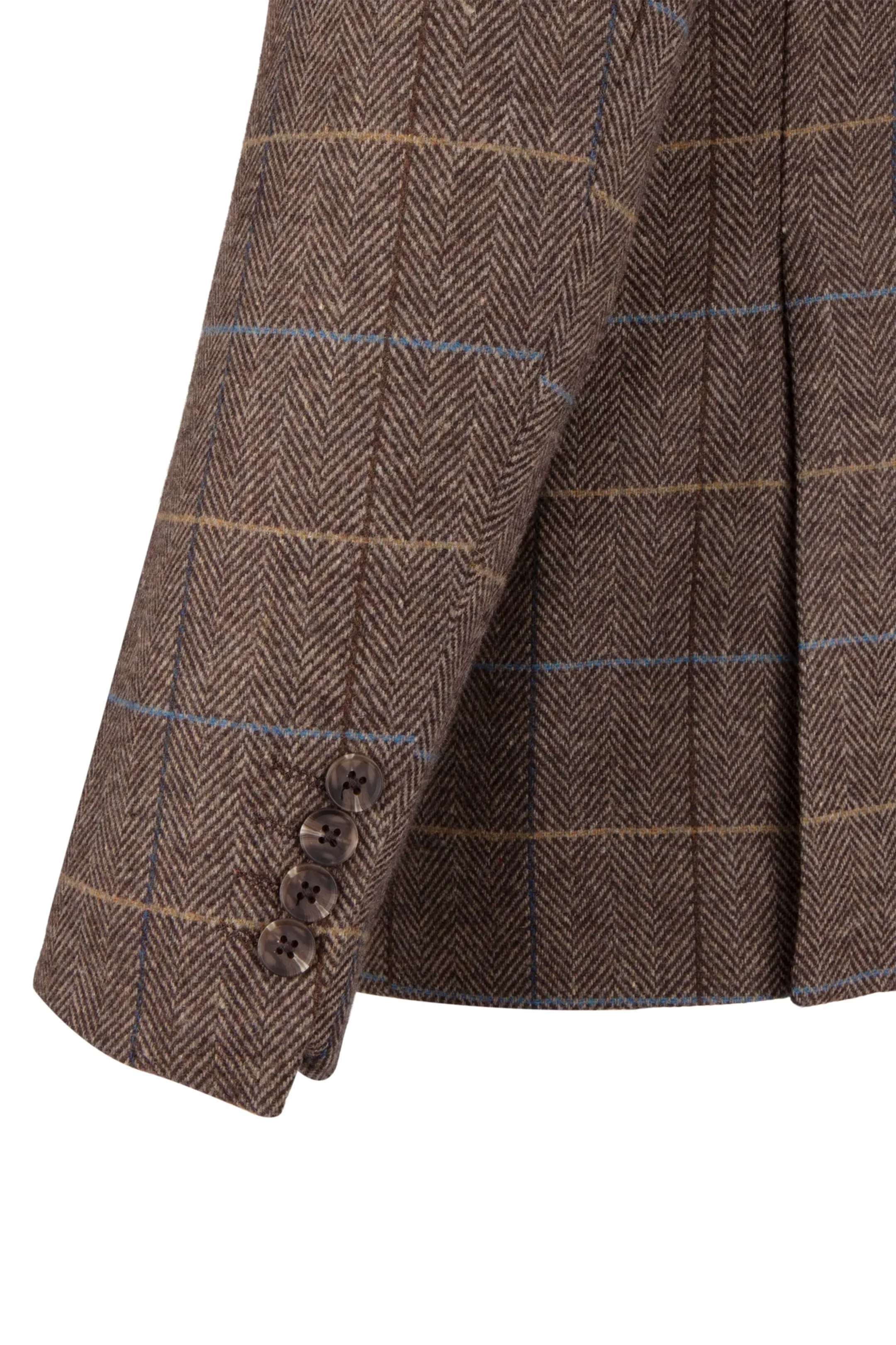 Brown Checked Herringbone 3 Piece Suit - Image 6