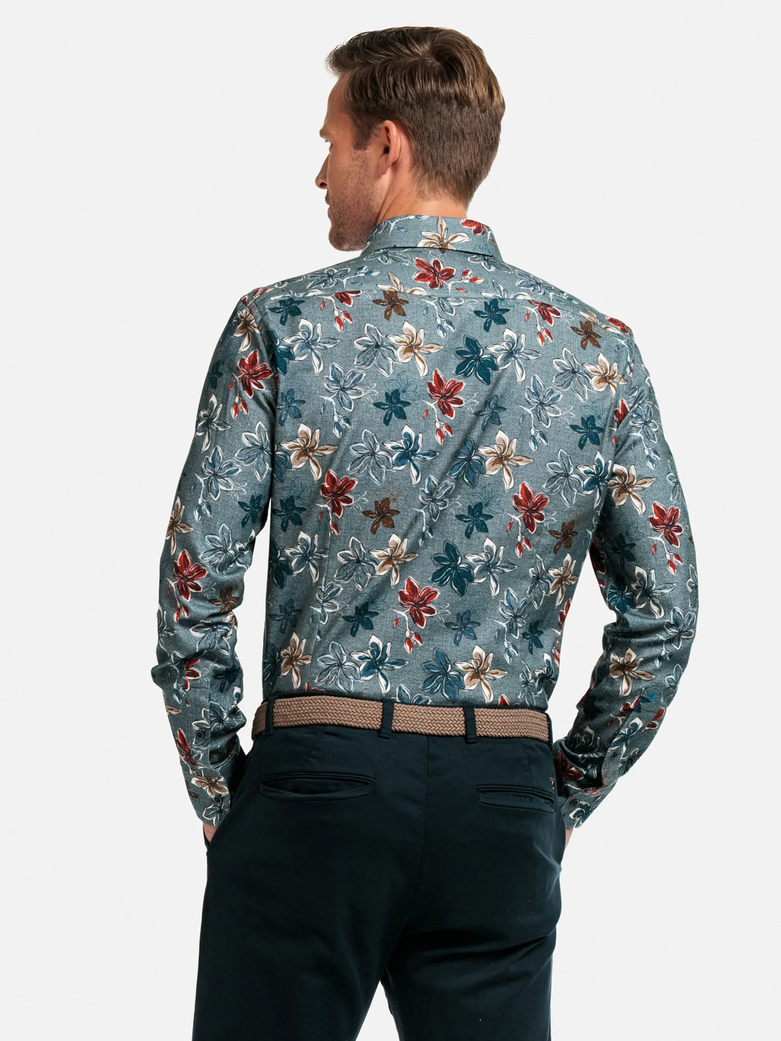 Giordano Light Grey with Floral Print Shirt - Image 3