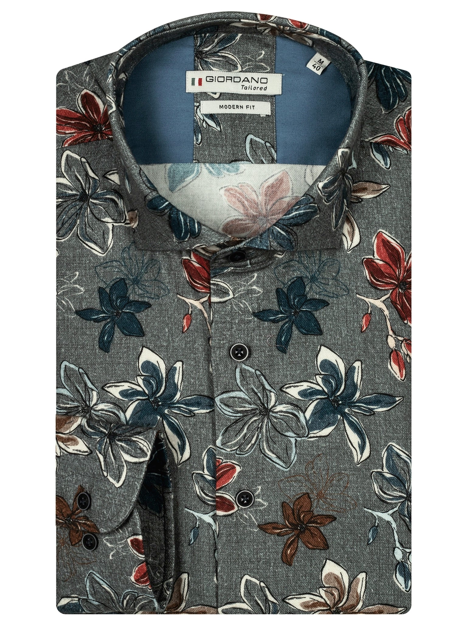 Giordano Light Grey with Floral Print Shirt - Image 4