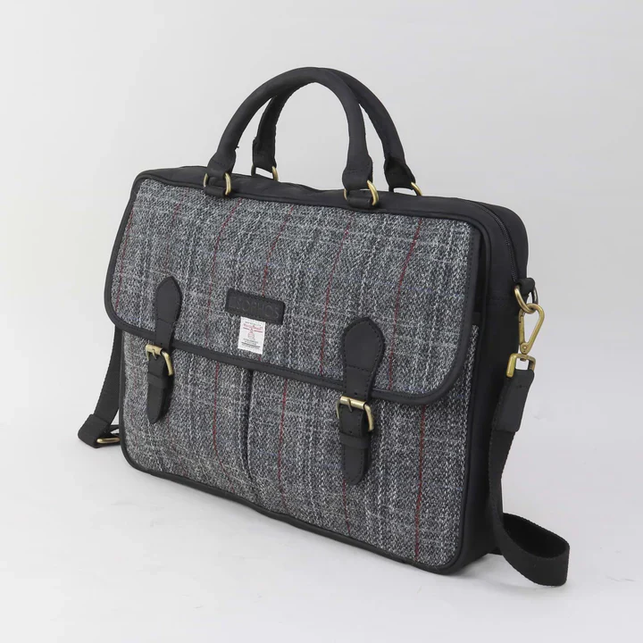 Grey Harris Tweed Briefcase - Image 4