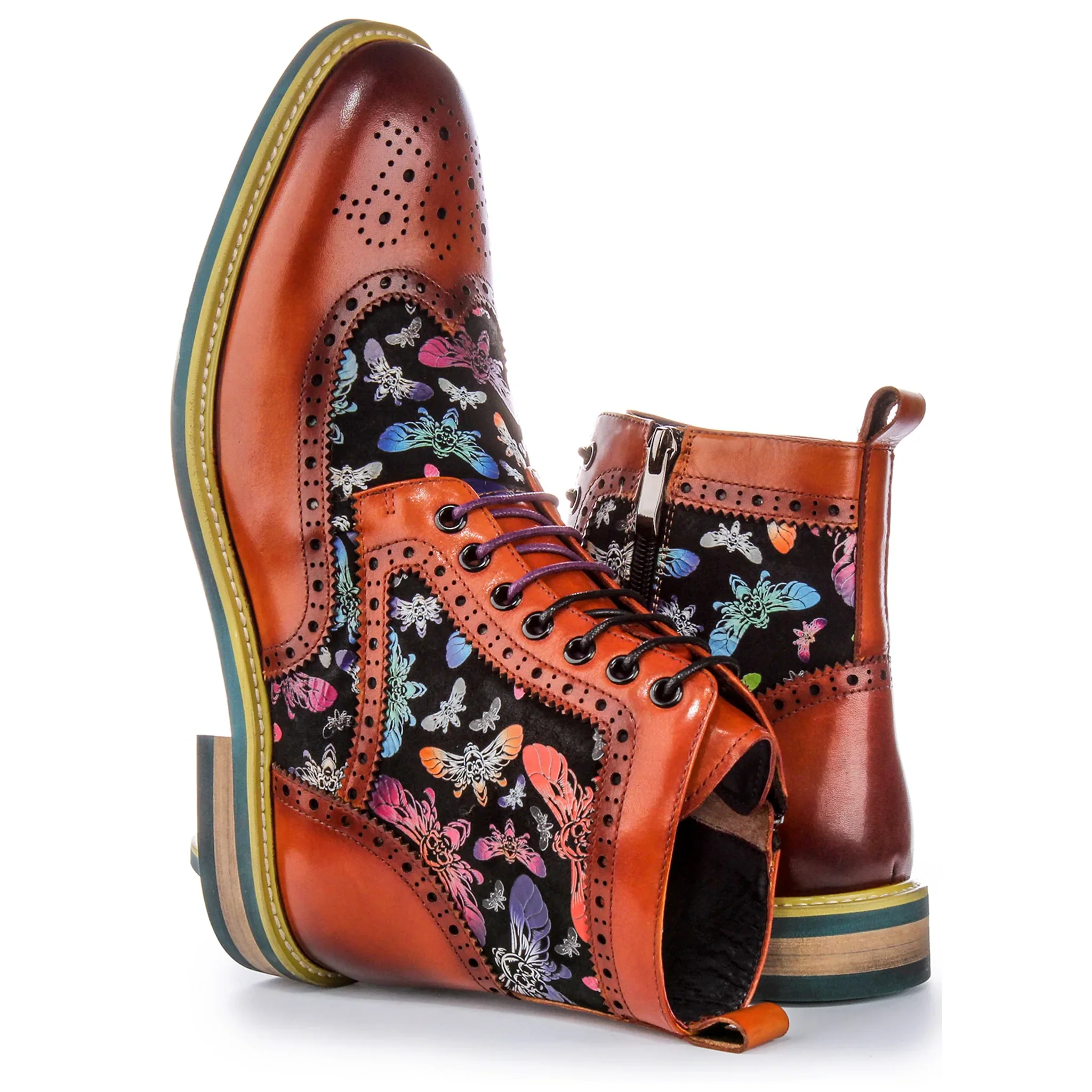Hi Kennedy Multi-Colour Print Boots In Brown - Image 3