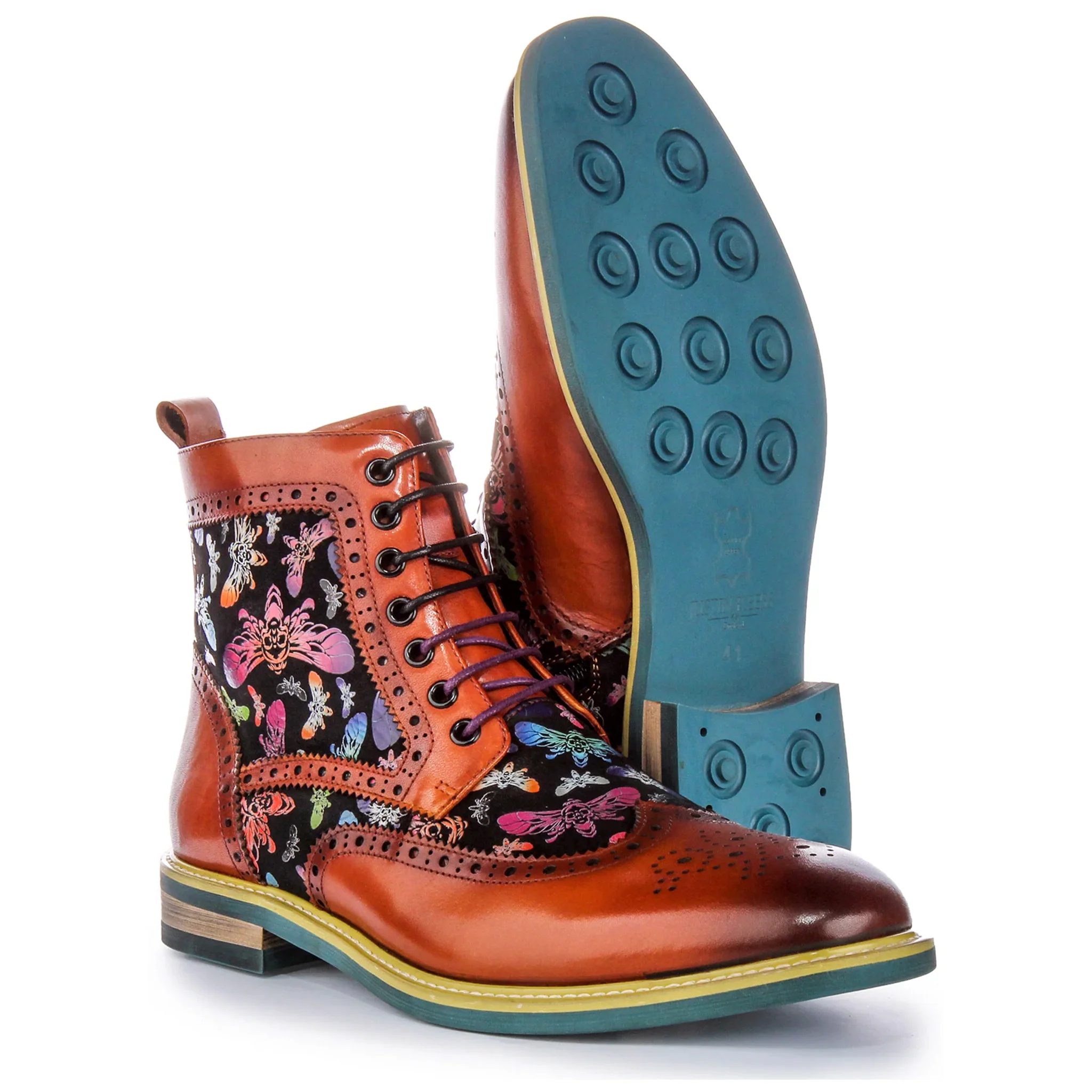 Hi Kennedy Multi-Colour Print Boots In Brown - Image 4