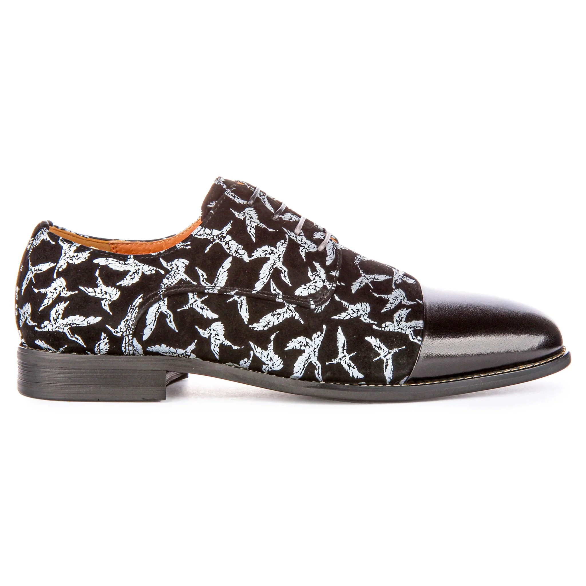 Silas Black Lace Up Bird Print Shoes - Image 4