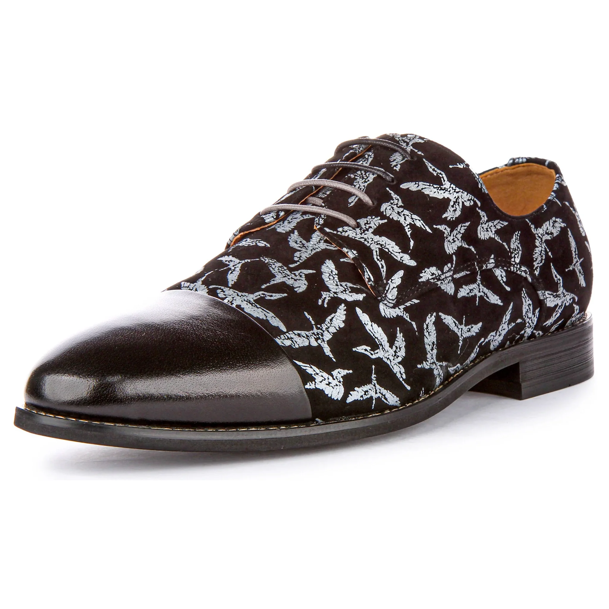 Silas Black Lace Up Bird Print Shoes - Image 5