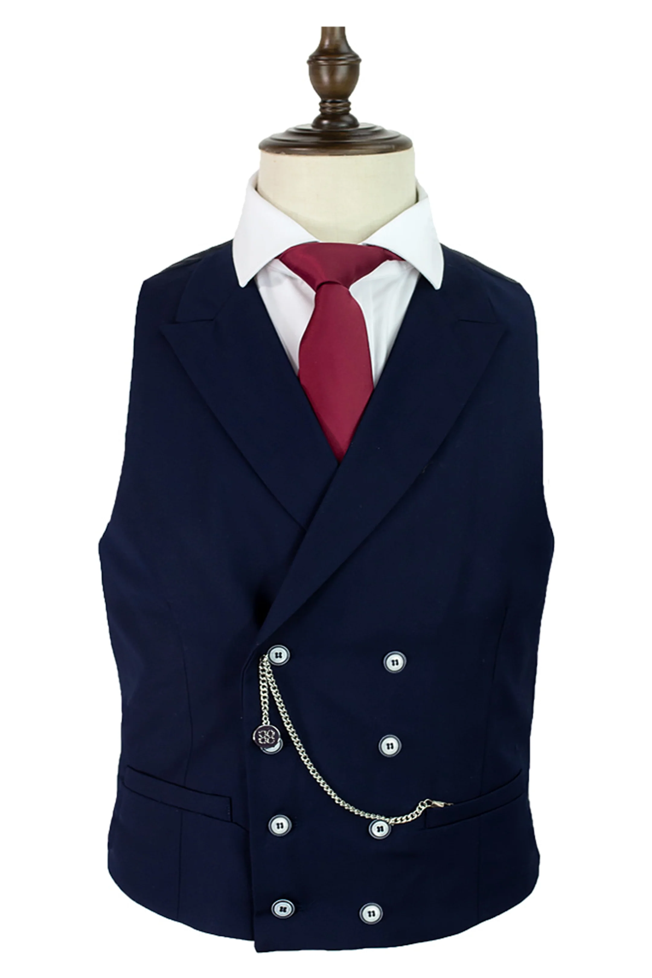 Lennox Navy Double Breasted Waistcoat - Image 3