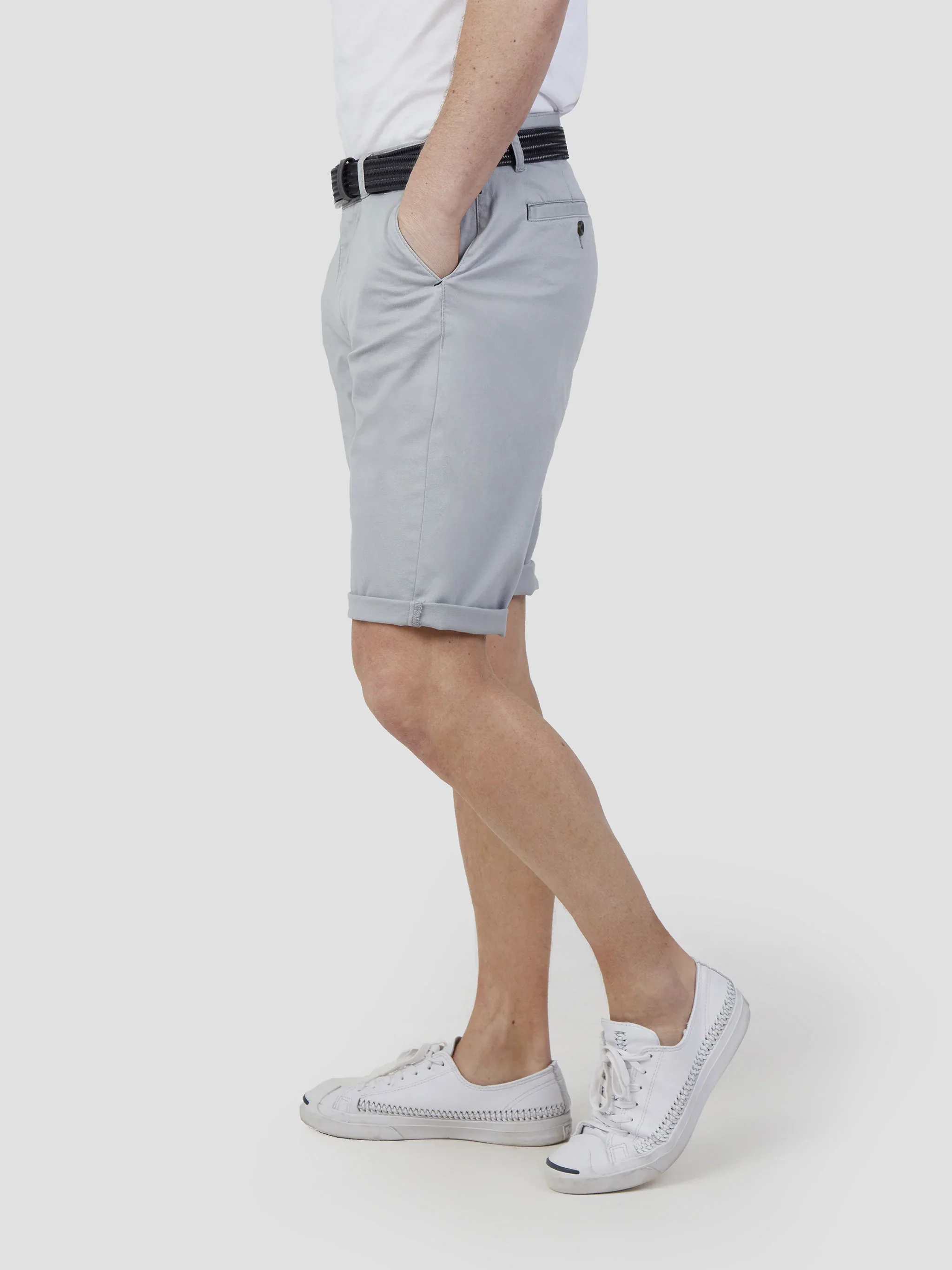 Mish Mash Light Grey Mid Stretch Weymouth Chino Shorts - Image 3
