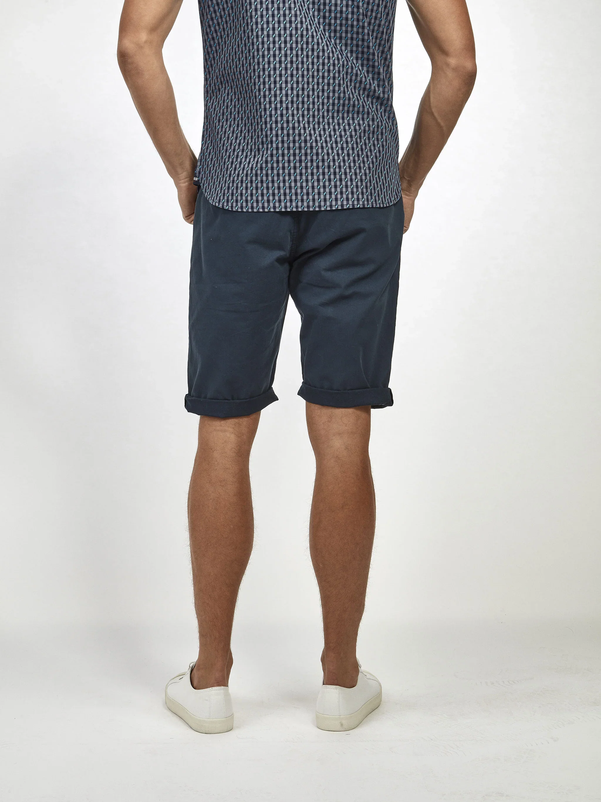 Mish Mash Navy Mid Stretch Weymouth Chino Shorts - Image 3