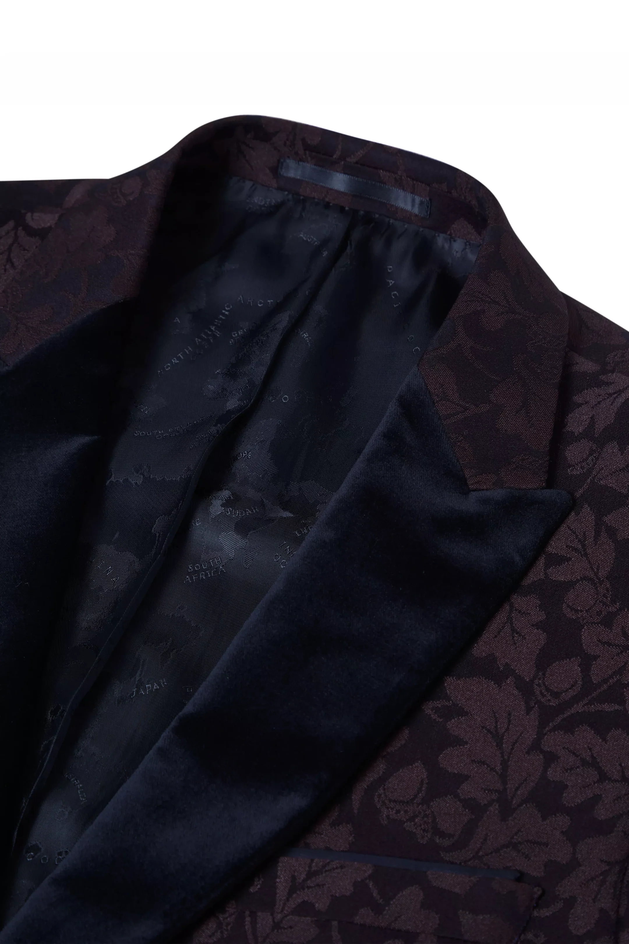 Remus Uomo Monti Z Dark Red Slim-Fit Floral Dinner Jacket - Image 3