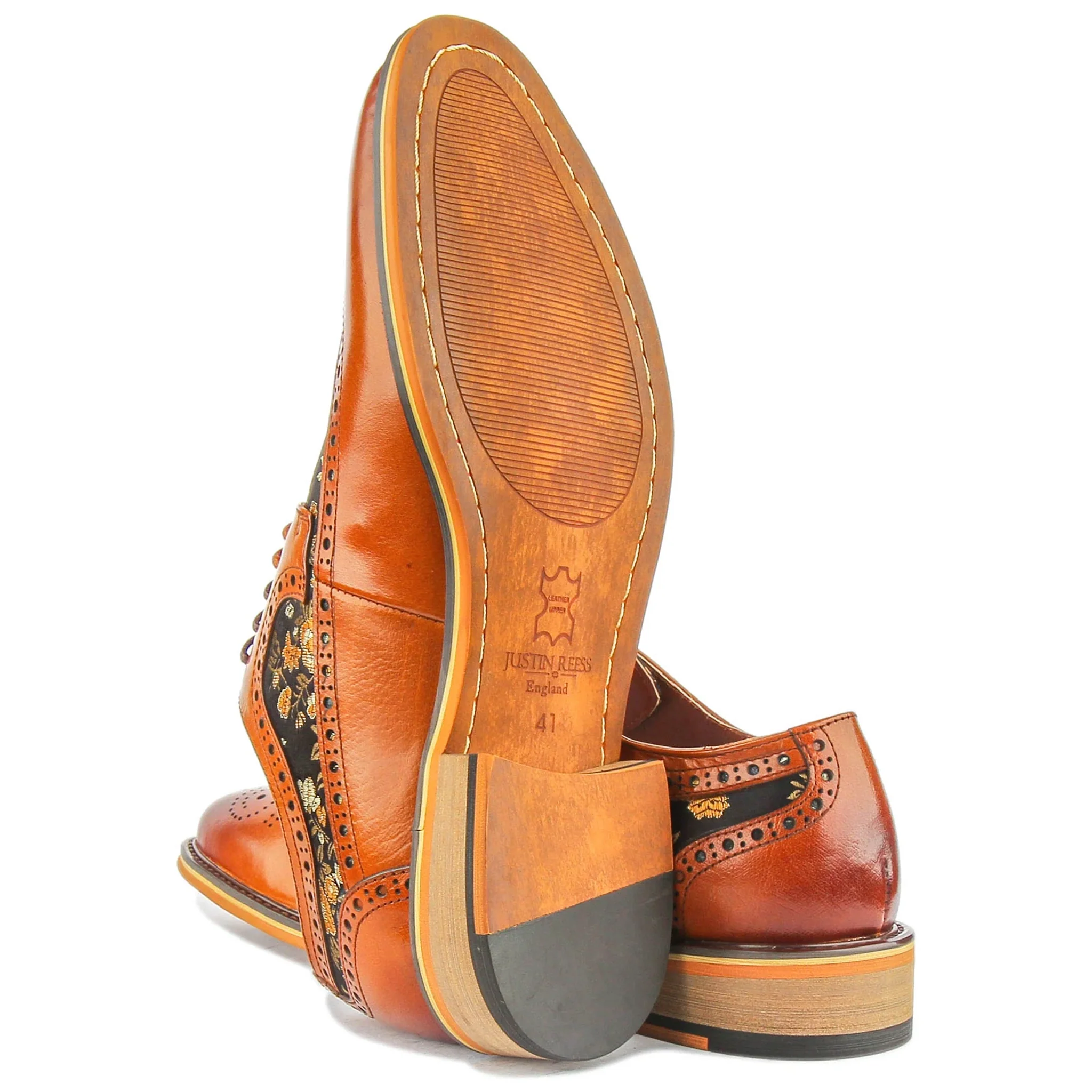 Ross Brogue Shoes in Brown Floral - Image 4