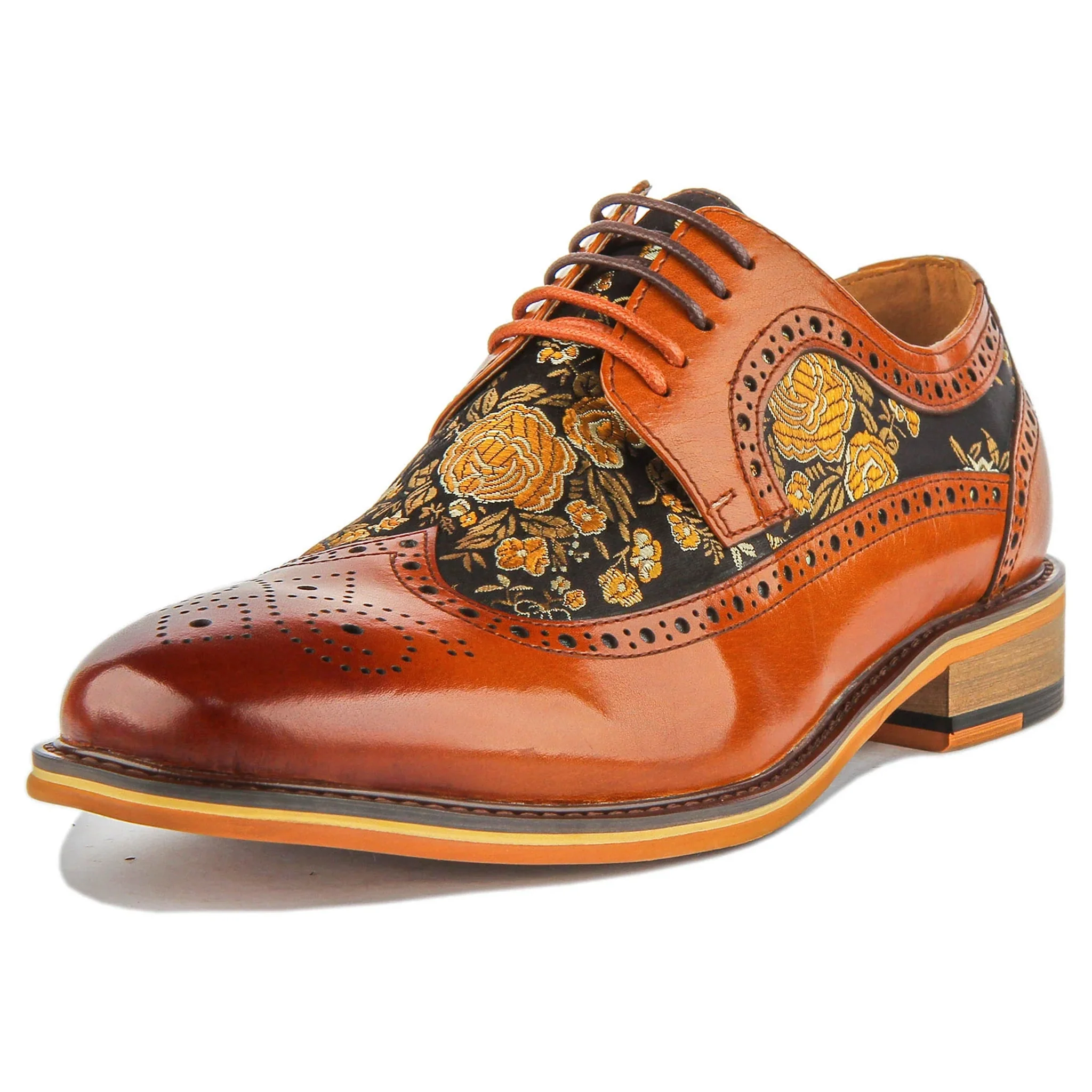 Ross Brogue Shoes in Brown Floral - Image 5