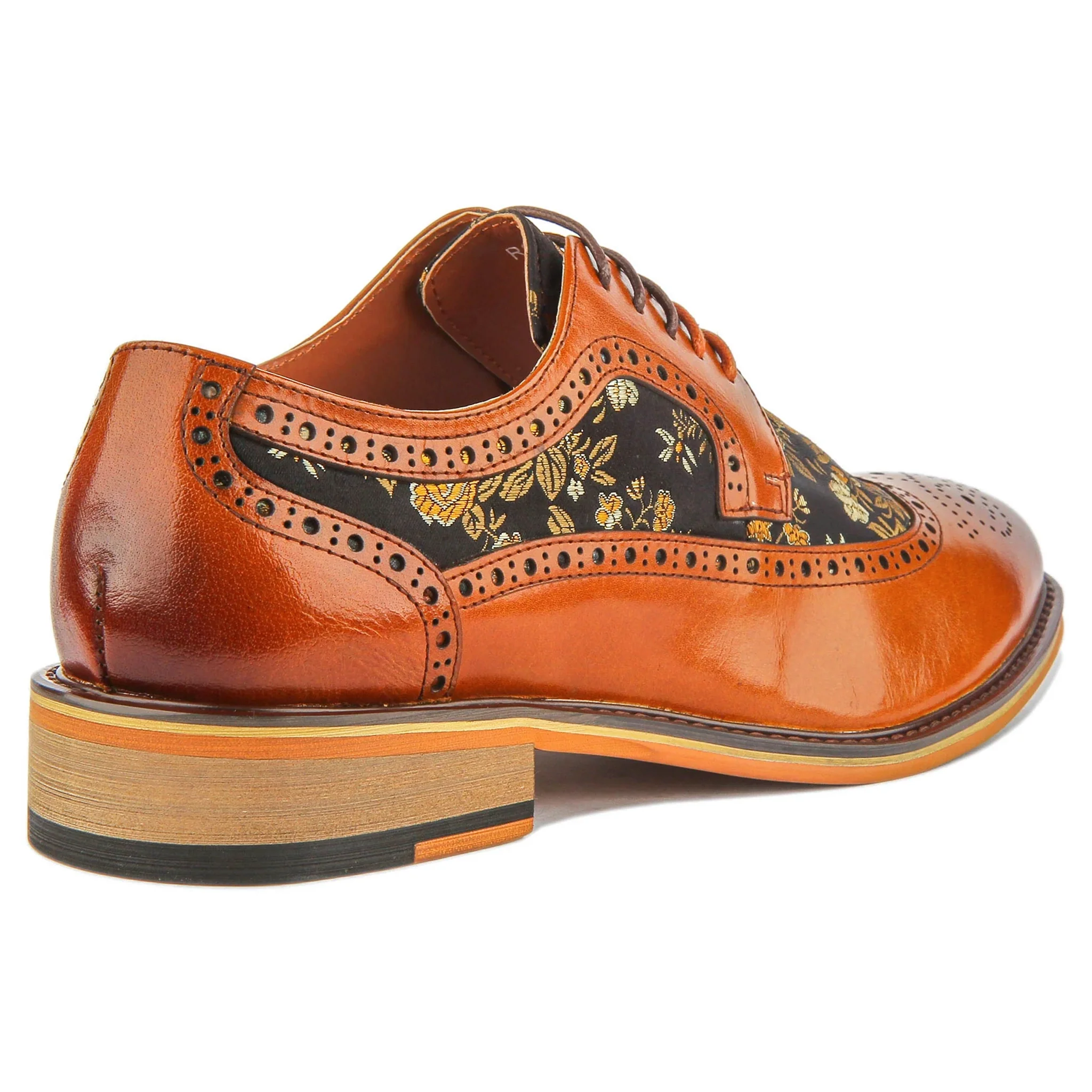 Ross Brogue Shoes in Brown Floral - Image 6