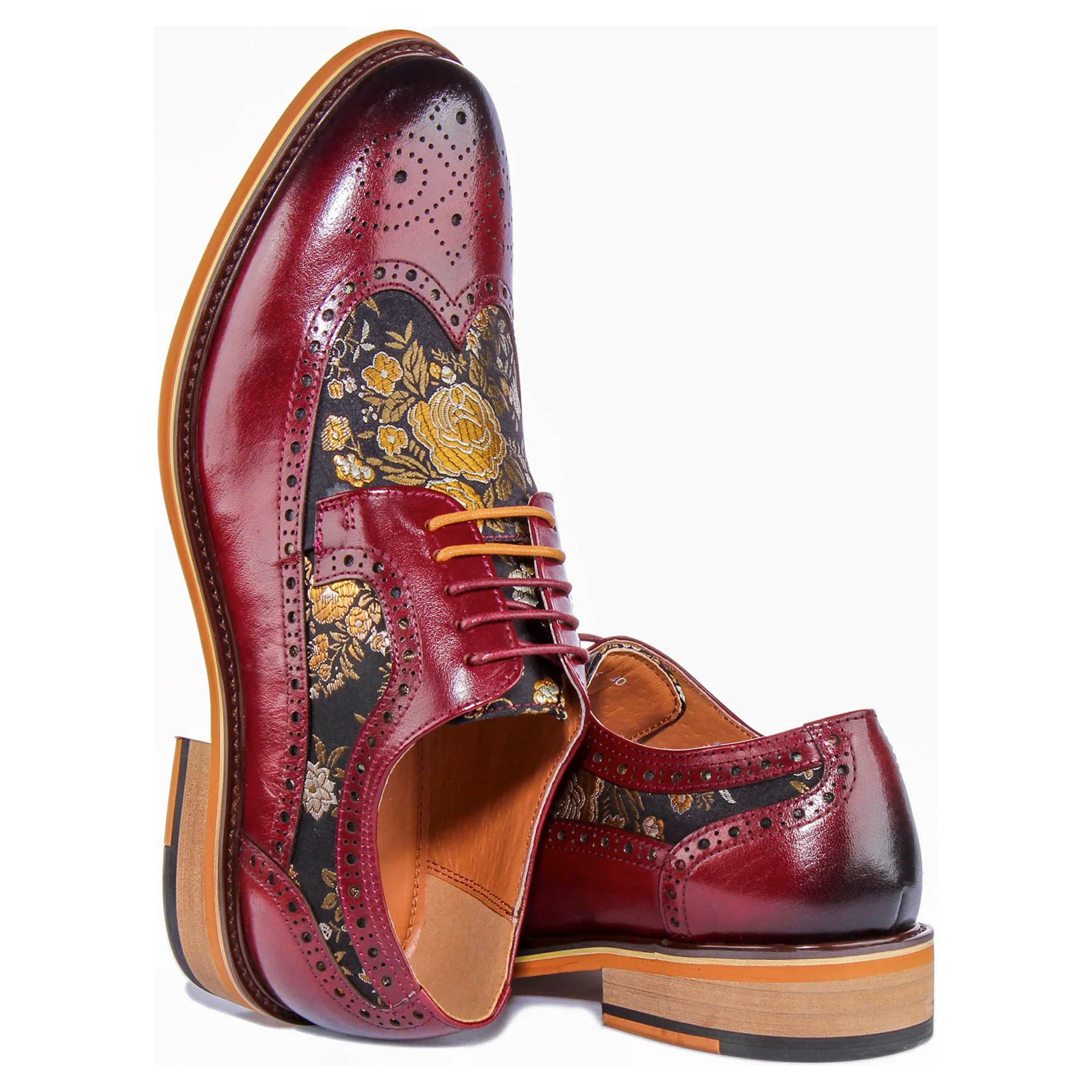 Ross Brogue Shoes in Wine Floral - Image 3