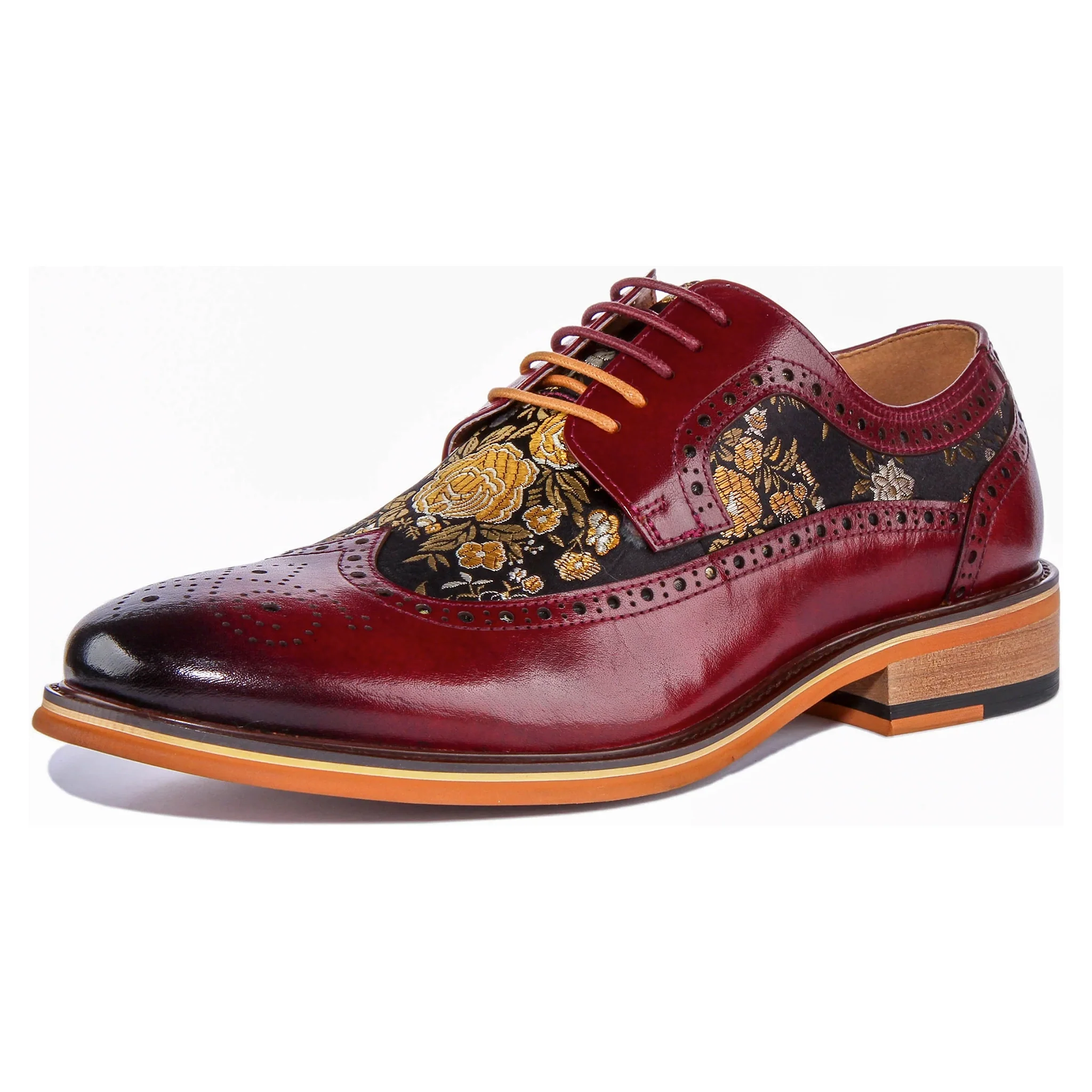 Ross Brogue Shoes in Wine Floral - Image 5