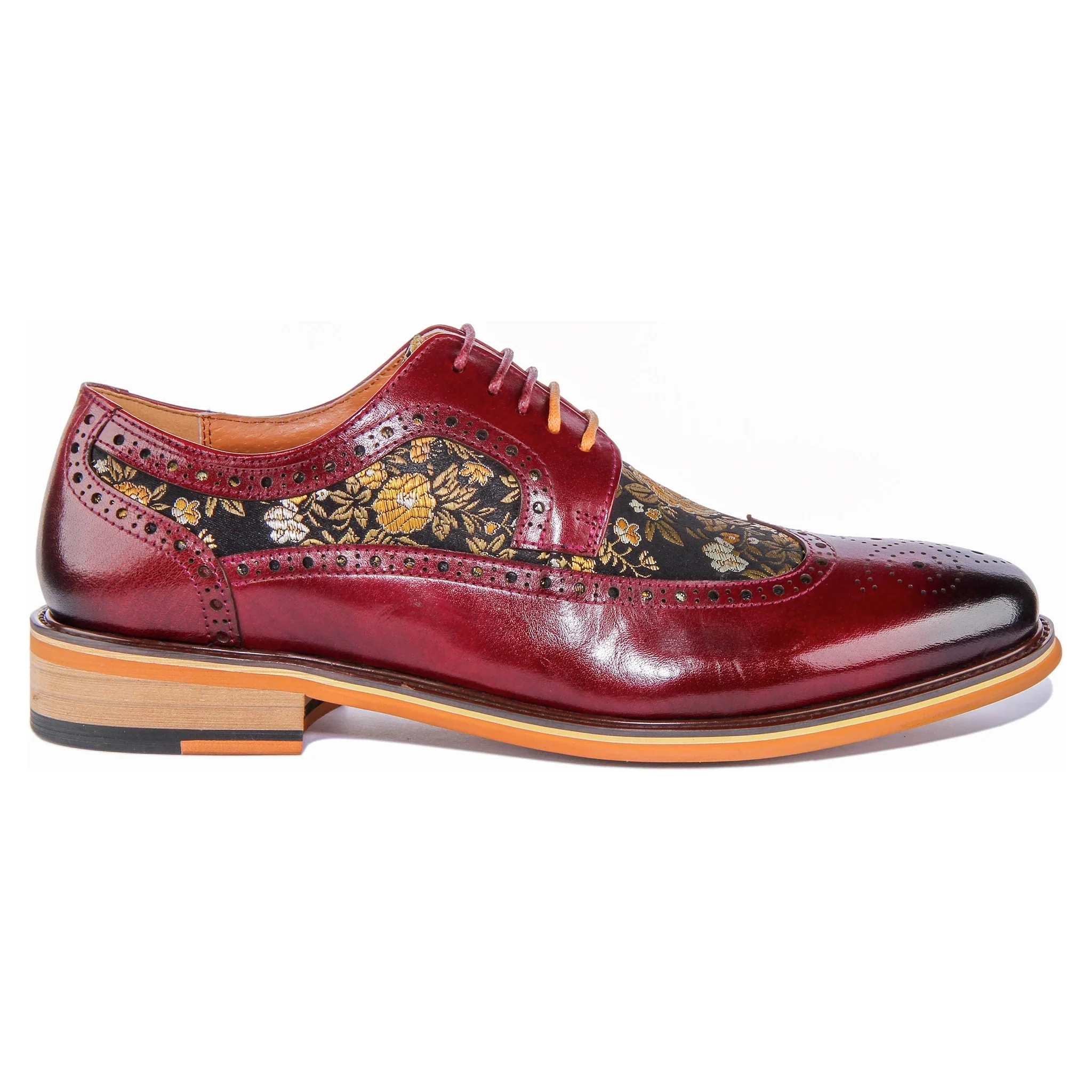 Ross Brogue Shoes in Wine Floral - Image 6