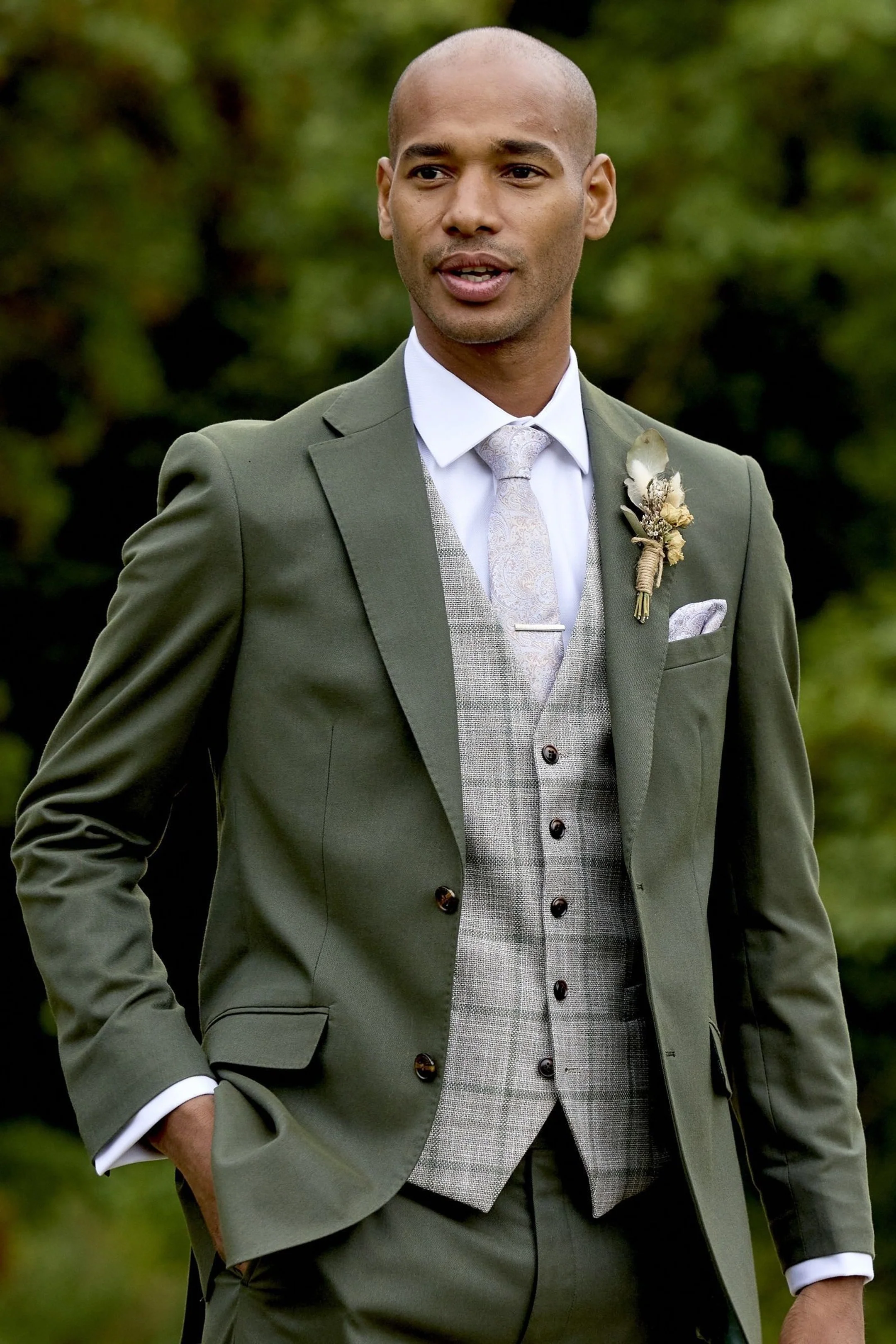 Valetta Grey-Green Check Waistcoat - Image 3