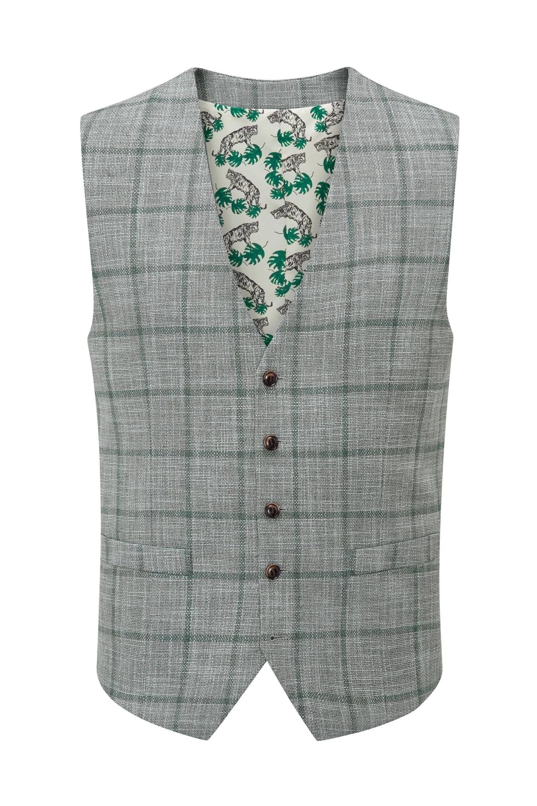Valetta Grey-Green Check Waistcoat - Image 4