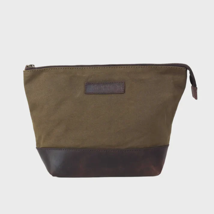 Waxed Canvas Triangle Olive Washbag - Image 3