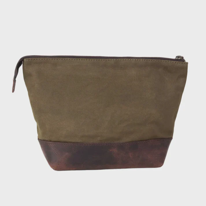 Waxed Canvas Triangle Olive Washbag - Image 4
